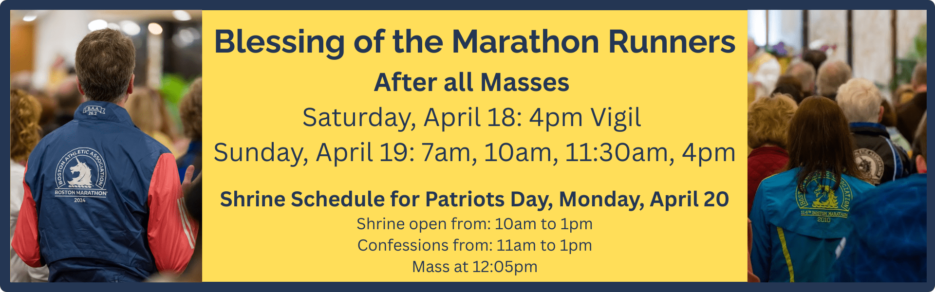 Marathon Blessing and holiday schedule 2026 for web slide carousel